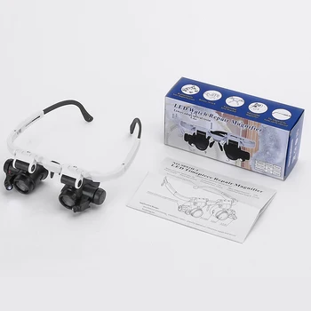 Dvojité Oči Zväčšovacie Okuliare S LED Svetlom 8X 15X 23X LED Zdvíhateľnej Hlava-montáž Sledovať Údržba Lupy
