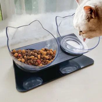 Dvojlôžková Cat Miska Non-slip Mačka Hlavu Misy Stavec Krčnej Pet Misy Potravín Miska