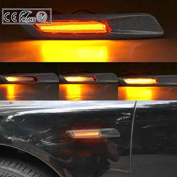 Dynamické F10 Štýl LED bočné obrysové svietidlo zase signálneho svetla Dymu objektív+3D Carbon končí na BMW E60 E61 E82 E88 E90 E91 E92 E93