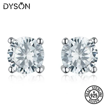 Dyson 925 Sterling Silver Šperky Pre Ženy Jednoduché 6.0 mm Kolo Stud Náušnice S Rôznymi Farbami Darčeky Klasické Jemné Šperky
