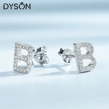 Dyson Vyhlásenie Šperky 925 Sterling Silver Písmeno B Crystal Zirkón Módne Stud Náušnice Pre Ženy Darček Trendy Jemné Šperky