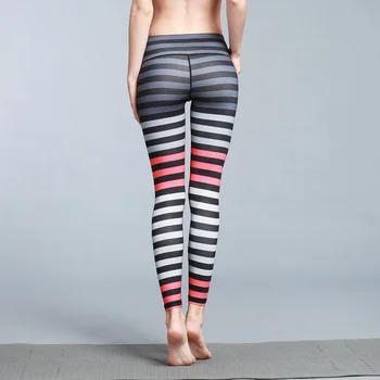 Dámske farebné pruhované tlač jogy nohavice, sexy ženy, Športové Legíny so Systémom Push Up Vysoký Pás Energie Bezšvíkové Legíny Telocvični