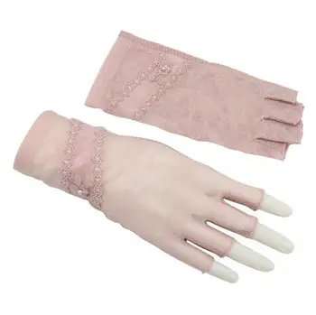Dámske jarné letné semi-prst vodičské rukavice lady lete opaľovací krém bezprstové rukavice lady slip-dôkaz sexy čipka rukavice R355
