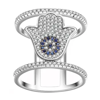 Dámske Módne Šperky Hamsa Ruky Blue eye CZ Zirkónmi Svadobné Svadobné Zásnubné Prstene pre Dievčatá Vianoce, Narodeninové Darčeky