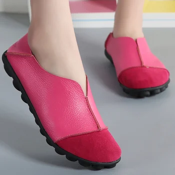 Dámske Originálne kožené Hovädzie Kože Bytov Soft topánky Dámske Mokasíny Plus veľkosť 41-43 Non-slip Superstar Ženské topánky