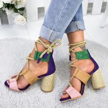 Dámske topánky sandále 2021 nové priedušná kliny topánky žena vysoké podpätky duté krajky-up letné sandále žena zapatos de mujer