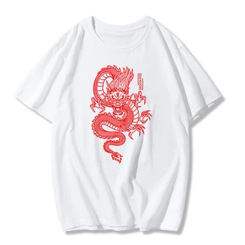 Dámske tričká Čínsky Drak Tlač Tričko Ulzzang Harajuku Vintage Bežné Žena Tričko Lete Streetwear Topy Žena T-Shirts