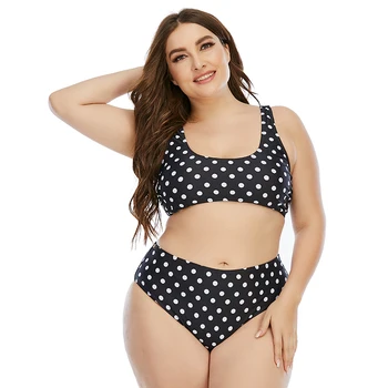 Dámske Vintage Polka Dot Plavky Vysoký V Strede Zúžený Plavky Veľké Plus Veľkosť Plavky, Plážové Oblečenie Biquini Push Up Bikini Set 2021