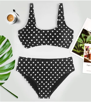 Dámske Vintage Polka Dot Plavky Vysoký V Strede Zúžený Plavky Veľké Plus Veľkosť Plavky, Plážové Oblečenie Biquini Push Up Bikini Set 2021