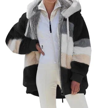 Dámske Zimné Kabát Módne ženy bunda žena Bežné teplé Švy Koberčeky Dámske Šaty s Kapucňou na Zips, ženský Plášť oblečenie#r1