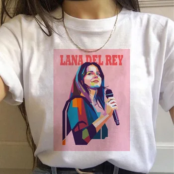 Dámy Grafický Dizajn, Tlač T-shirt Krásne kórejský T-shirt Žena Žien T-shirt Lana Del Rey Ulzzang O-neck T-shirt