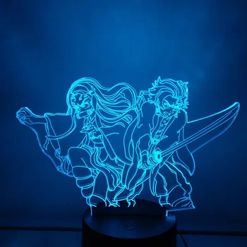 Démon Vrah Tanjirou Nezuko Akcie Obrázok 3D Vizuálny LED Zmena Novinka Nočné Osvetlenie Anime Kimetsu č Yaiba Figúrka Hračky