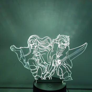 Démon Vrah Tanjirou Nezuko Akcie Obrázok 3D Vizuálny LED Zmena Novinka Nočné Osvetlenie Anime Kimetsu č Yaiba Figúrka Hračky