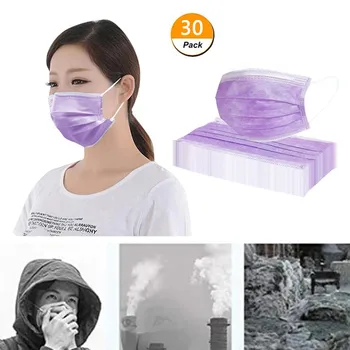 Dýchacie Masky Dôkaz Chrániť Tvár Masku Úst Masky Kryt Ochranný Youre Meltblown 30PC Maske Fialová Mascarilla masque マスク