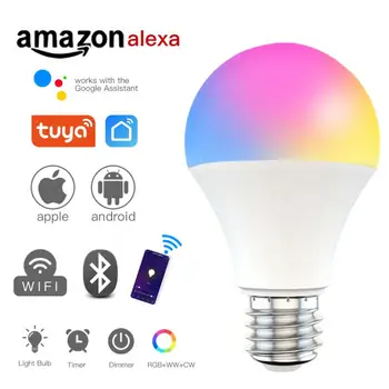 E27/B22 Smart 9W LED Žiarovky WiFi RGB Svetlo Aplikácie Hlasové Ovládanie Google Alexa nový rok dekorácie tovaru 2021 izba dekor lampa