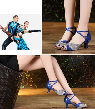 EAGSITY Sequined dámske topánky mačiatko päty sandále členok popruh típat prst Latin jazz strany tanečné topánky šmyku odolnosť pohodlné