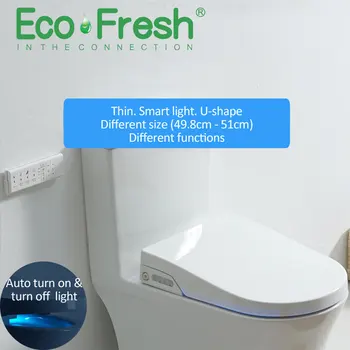 EcoFresh D U-tvar Smart wc sedadla Elektrické Bidetová kryt smart nočné svetlo inteligentné bidet postrekovač tepla čistú suchú Masáž