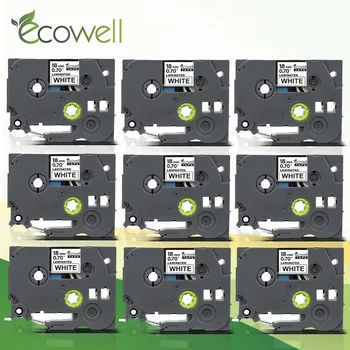 Ecowell 9pk Tze-241 Tze 241 laminované tze označenie páskou 18 mm Tze241 Čierne na Bielom kompatibilný pre Brother P-Touch tlačiarne Kazeta