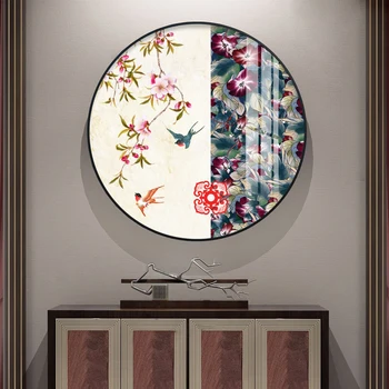EECAMAIL Kolo Diamond Maľovanie DIY Plný Diamond Výšivky Klasických Čínskych Kvetov, Vtákov Obrázok Spálne Maľovanie Bez Rámu