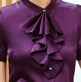 Eelgant Volánikmi tričko ženy lete roku 2019 Nové módne temperament krátky rukáv šifón blúzky office dámy plus veľkosť pracovnej dosky