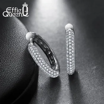 Effie Kráľovná Módy 925 Sterling Silver Ženy Hoop Náušnice Luxusné Riadok Cubic Zirconia S925 Pečiatkou Šperky Pre Dievča, Darček BE19