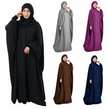 Eid Kapucňou Moslimských Žien Hidžáb Oblečenie Modlitba Odev Jilbab Abaya Dlho Khimar Úplné Pokrytie Ramadánu Šaty Abayas Islamské Oblečenie Niqab