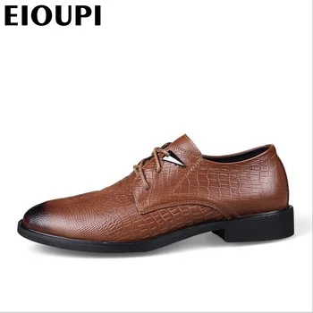 EIOUPI nový dizajn top oxfords reálne krokodíla zrna kožené pánske formálne obchodného topánky mužov šaty priedušná obuv lh997