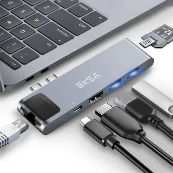 EKSA ET-29L USB C HUB na 4K Ethernet RJ45 Thunderbolt 3 USB 3.0 Adaptér kompatibilný s HDMI Pre MacBook Pro 13 15 USB Typu C HUB