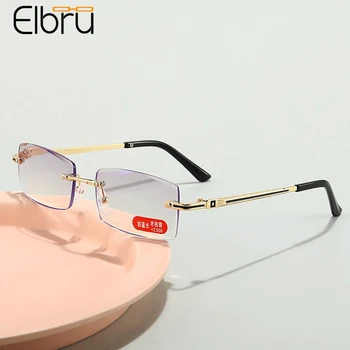 Elbru Retro Frameless Anti-blue Ray Okuliare na Čítanie Horúce Módne Námestie Jasné Presbyopic Okuliare Unisex S Mierou +1,0 až +4.0