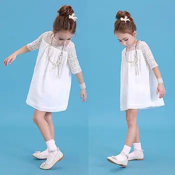 Elegantné Biele Princezná Baby Girl Letné Šaty S Čipkou Kvetinový Krátke Formálne Party Šaty Šaty Ležérne Oblečenie 2 3 4 5 6 7 8 9 Rokov