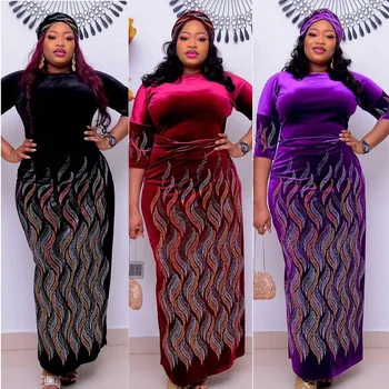 Elegantné Dlhé Šaty Africkej Ženy Šaty Plus Veľkosť Šaty, O-Krku Pás Maxi Šaty Afriky Šaty Pre Ženy Vestidos 2020 Jeseň
