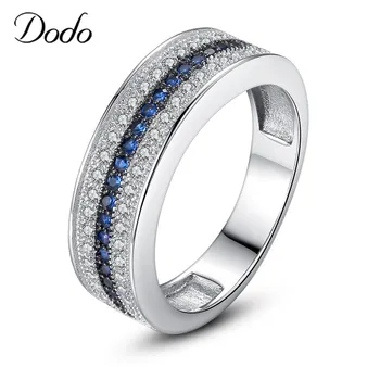 Elegantné Modré Biele AAA Zirkón Vložkou Svadobné Zásnubné Prstene Pre Ženy Jednoduché Módne Šperky Vysokej Kvality Anillos Mujer B003