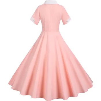 Elegantné Pevné Ružové Ženy Letné Šaty 2020 Bežné Krátke Elegantné Tenké Módne-line Midi Strany Sundress Vestidos Župan Femme