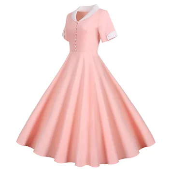 Elegantné Pevné Ružové Ženy Letné Šaty 2020 Bežné Krátke Elegantné Tenké Módne-line Midi Strany Sundress Vestidos Župan Femme