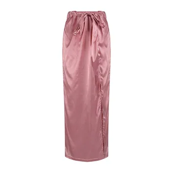 Elegantné Ružové Dlhé Sukne Ženy, Otvorené Bočné Split Bežné Sukne 2019 Nový Príchod Jar Leto Zakryť Kúpanie Plážové Sukne Pre Ženy