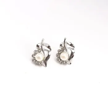 Elegantné Simulované Pearl Svadobné Šperky Sady Svadobné Šperky Leaf Crystal Silver Farba Náhrdelníky, Náušnice, Náramok, Prsteň Súpravy