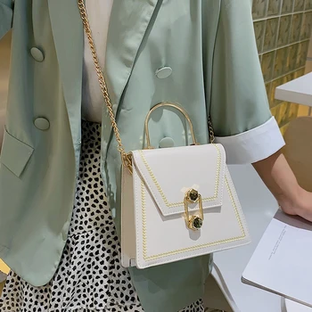 Elegantné Ženy Kovový Krúžok Tote bag 2020 Módy Nové Kvalitné PU Kožené dámske Dizajnér Kabelka Reťazca Ramenný Messenger taška