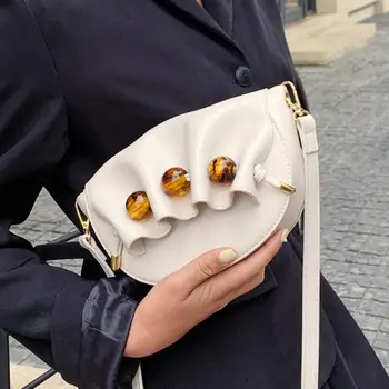 Elegantné Ženy Skladaný Sedlo taška 2020 Módy Nové Vysoko kvalitné Kožené dámske Dizajnér Kabelka Cestovné Ramenný Messenger Taška