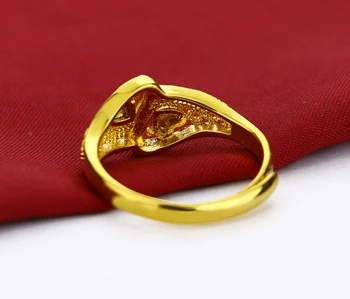 Elegantné ženy zlatý prsteň vzor rezbárstvo dizajn zlatý prsteň dievča obľúbené šperky nemení farbu narodeninám bijoux