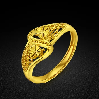 Elegantné ženy zlatý prsteň vzor rezbárstvo dizajn zlatý prsteň dievča obľúbené šperky nemení farbu narodeninám bijoux