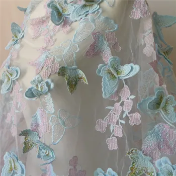 Elegantný 3D Butterfly Čipky Textílie V Ružovej A Zlatej Nite Vyšívané Svadobné Šaty Svadobné Textílie Tylu Textílie Pre Šaty Od Dvore