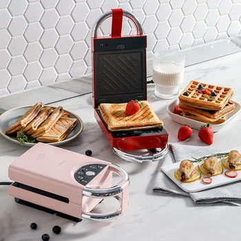 Elektrické sendvičovač 5 v 1 Chlieb Maker Načasovať Stebėtų Tvorcovia Multifunkčné Raňajky Stroj pre Domácnosť chlieb, Elektrický gril