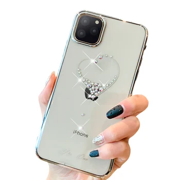 Elektrolyticky pokrývajú Jasné Bling Telefón puzdro Pre iPhone 11/ 11 Pro/ 11 Pro Max Pevného Shockproof Zadný Kryt Prípade Kryštál Diamantu Kingxbar