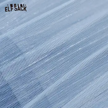 ELFSACK Blue Gradient Kontrast Oka Bežné Ženy Dlhé Sukne 2020 Jar Nový Elegantný Elastický Pás Riadok Dámy Denne Sukne