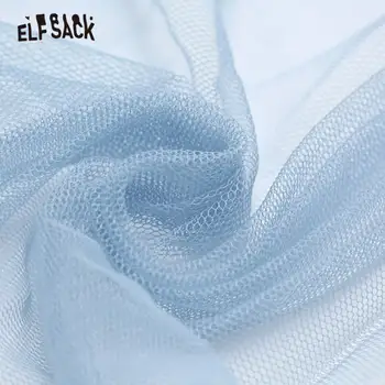 ELFSACK Blue Gradient Kontrast Oka Bežné Ženy Dlhé Sukne 2020 Jar Nový Elegantný Elastický Pás Riadok Dámy Denne Sukne
