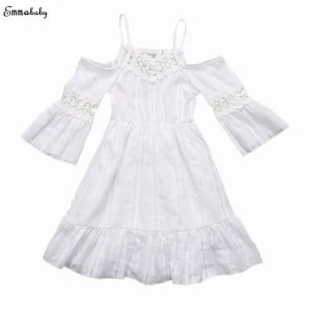 Emmababy Sprievod Roztomilé Biele Čipky Šaty Dievča Oblečenie Letné Beach Oblečenie Šaty Princezná Deti Dieťa Dievčatá