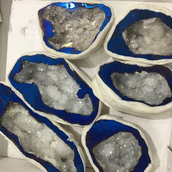 Energie, Prírodných kameňov a nerastov, vzorky modrej elektrolyticky pokrývajú Crystal druzy drahokam geode meditácie, liečenie ako darček