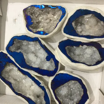 Energie, Prírodných kameňov a nerastov, vzorky modrej elektrolyticky pokrývajú Crystal druzy drahokam geode meditácie, liečenie ako darček