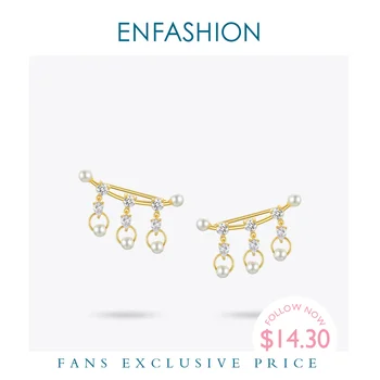 ENFASHION Shiny Pearl Crystal Stud Náušnice Pre Ženy Vyhlásenie Zlatá Farba Lady Roztomilý Earings Módne Šperky 2020 Kolczyki E1164