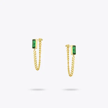 ENFASHION Zeleného Kameňa Drop Náušnice Pre Ženy, Zlatá Farba Nehrdzavejúcej Ocele Brincos Reťazca Visieť Earings Módne Šperky 2020 E1194